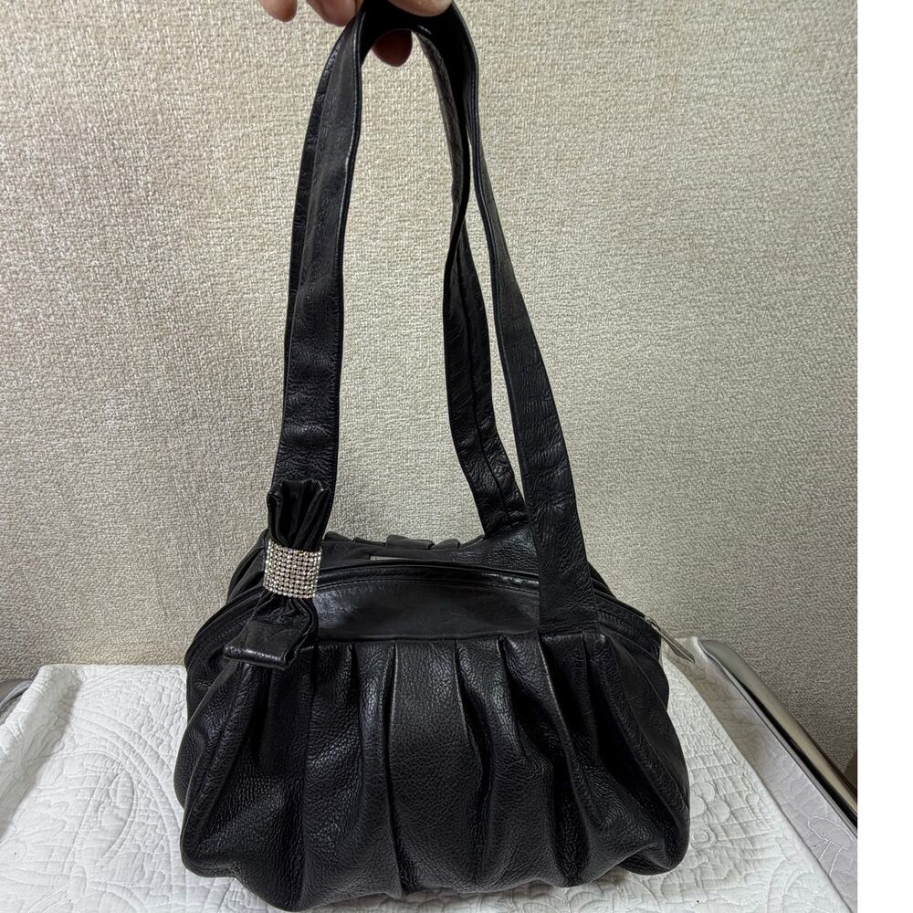 Renato Angi Women’s Black Soft Genuine Leather Shoulder Bag Purse Italy Made